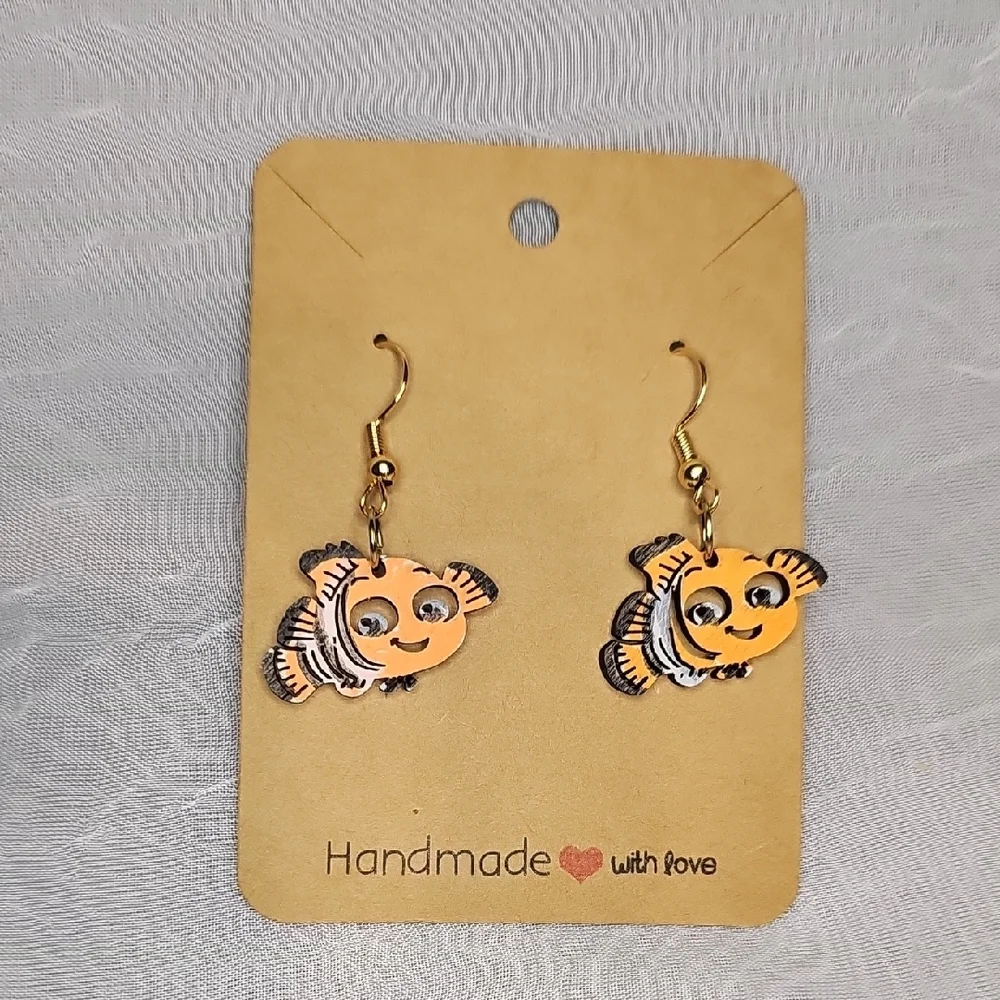 Handmade Fish Earrings - Orange and Black